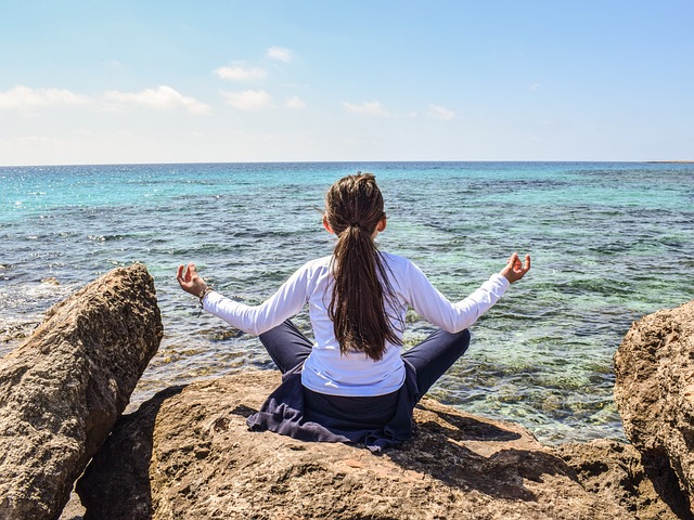 girl, sea, horizon